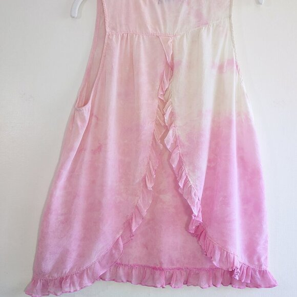 Gypsy 05 Silk Split-Back Ruffle Tank Top  Pastel Ombre Tie-Dye USA Women's Small - Picture 4 of 6